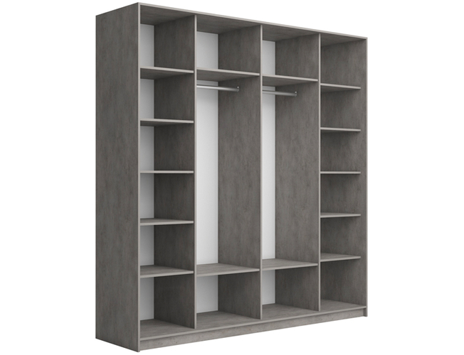 Шкаф-купе широкий Прайм Люкс 3-х дверный (фасад дсп/стекло белое/черное), Бетон