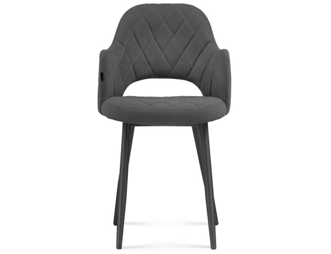 Стул на металлокаркасе Гутрид ромбы спереди темно-серый/черный каркас (Арт.464881)