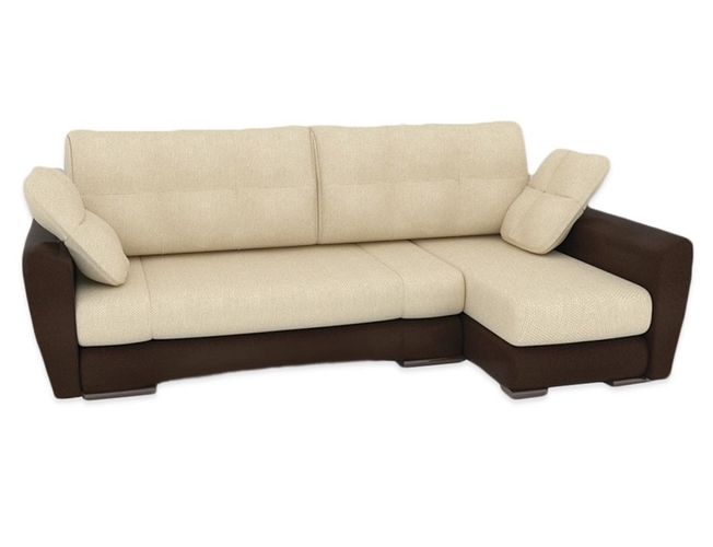 Диван угловой Комфорт-Евро с длинным подлокотником Cometa Dark Brown / Саванна милк