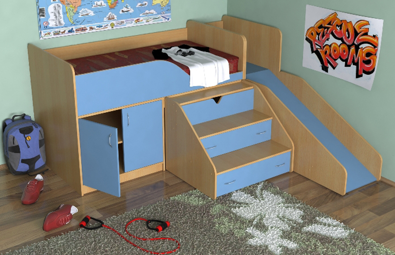Детская кровать-чердак Кузя