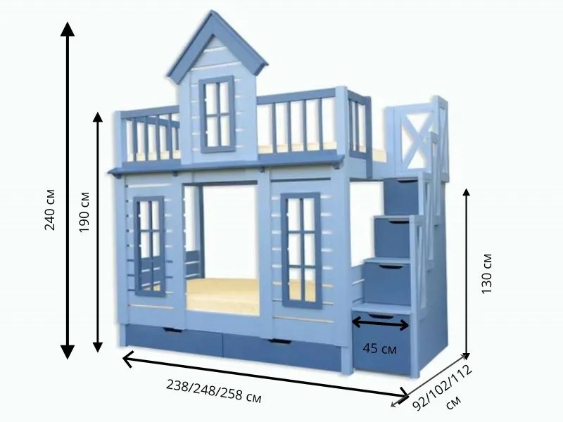 Двухъярусная кровать Велес Терем с лестницей